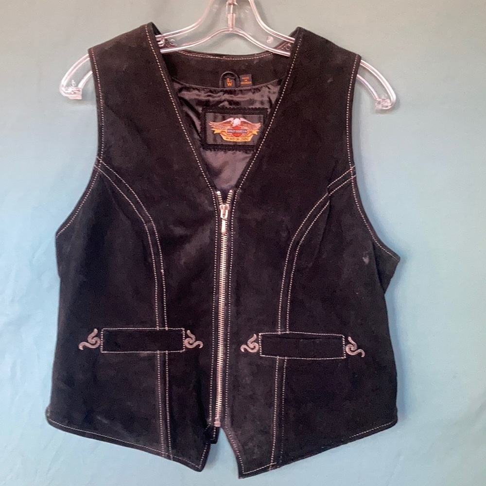 Harley Davidson black suede leather vest